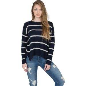 Velvet By Graham & Spencer Crewneck Striped Wool C